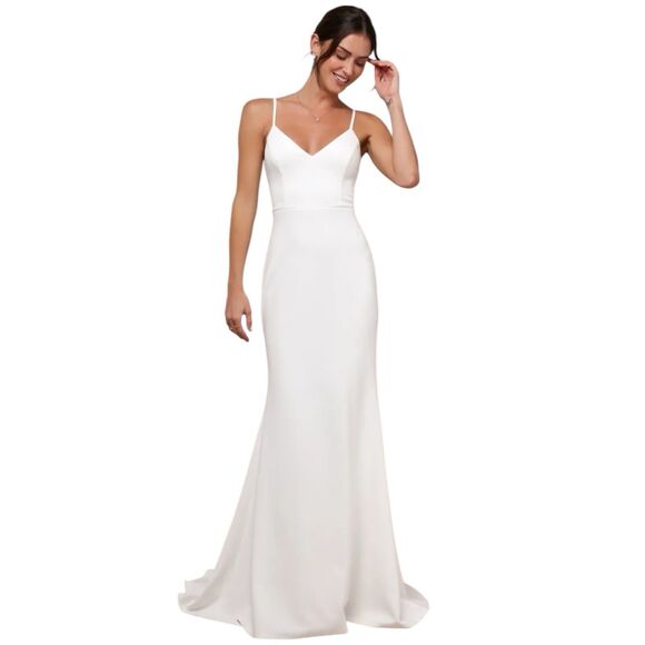 Lulus Feeling of Forever Maxi Dress Womens M Mermaid Wedding Gown Sleeveless NWT - Picture 1 of 8